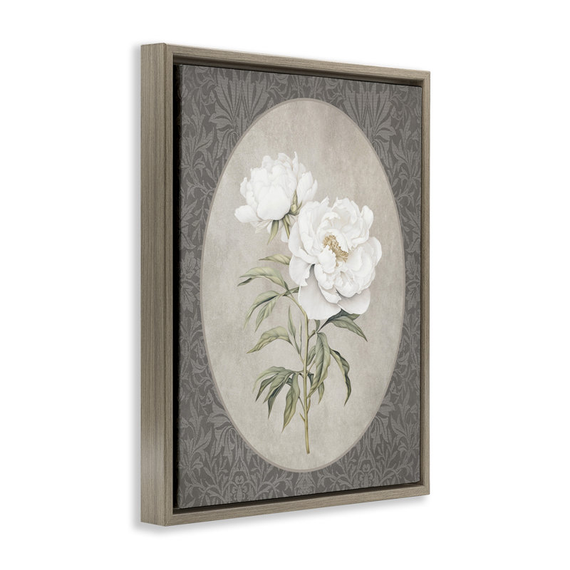  «Rose Duo on Oval», art mural encadré sur toile flottante, Cadre flottant orme Montalcino, H 31 po x l 25 po