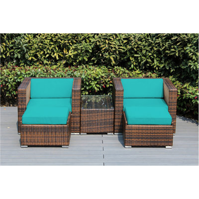 Ensemble de conversation en osier pour 2 personnes avec coussins Billyjo Wicker
