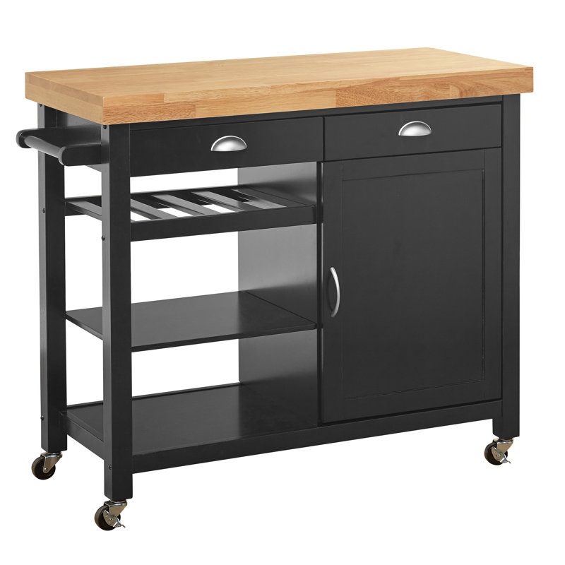 Nathaly Wood Kitchen Cart, Black
