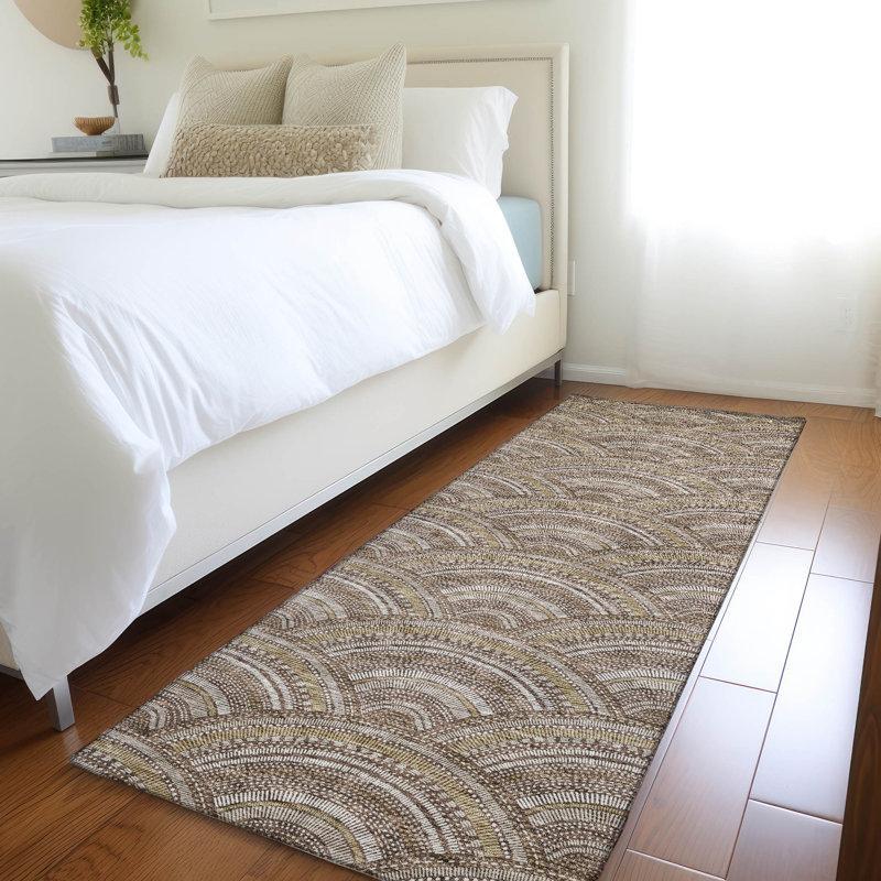 Premium Machine Washable Prisco Brown Rug, Runner 2'3" x 7'6"
