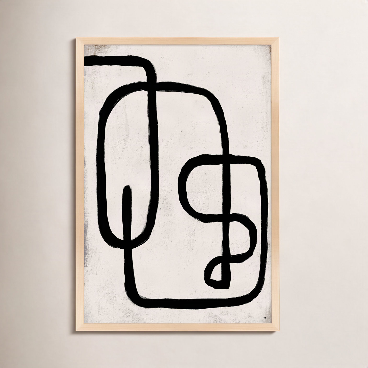 Linework 2 by StudioM, 50" H x 35" W x 1.25" D, Maple Framed Paper