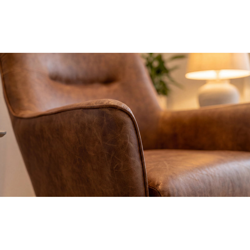 Adalade Upholstered Swivel Accent Chair, Tan
