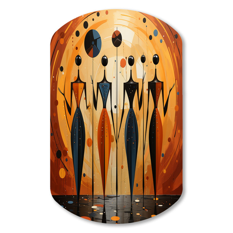 African Soulful III - Art africain-américain, impressions asymétriques sur métal, cylindre orange en métal, art mural