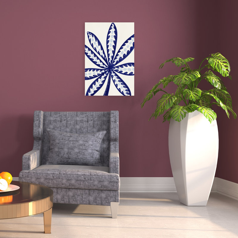«Blue Tropical Leaf», palmier abstrait moderne, art mural tropical
