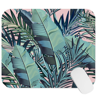 Botanical Palm Leaves II Tropical Gaming Cute Office Laptop Desk Pad Gift Mat Square Rectangle Non-Slip Mousepad