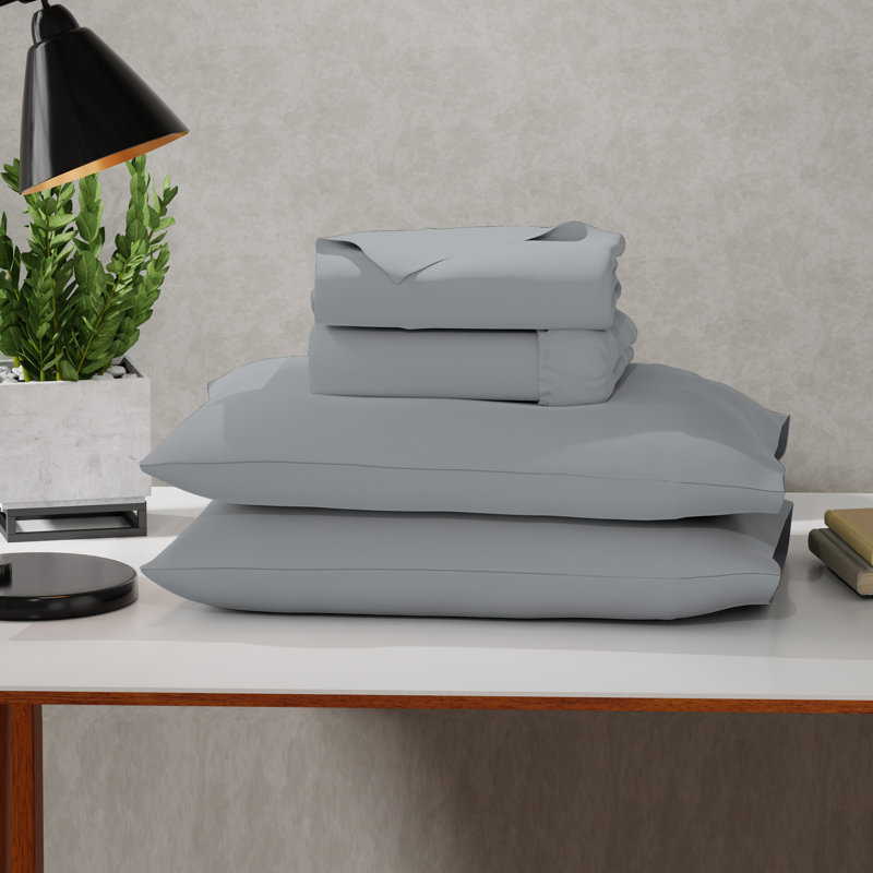 Karlin Ultra-Soft & Wrinkle-Resistant Microfiber Sheet Set, King Sheet Set + 2 King Pillowcases, Cloudy Gray