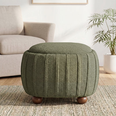 26.5" W Chenille Round Storage Ottoman