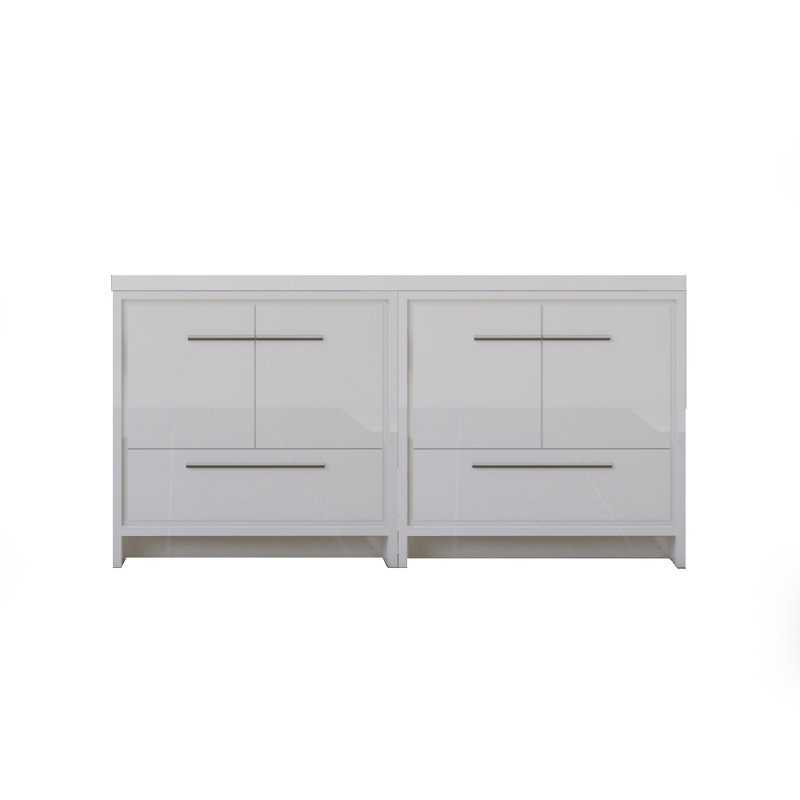 Feike 72'' Double Bathroom Vanity with Solid Surface Top, White