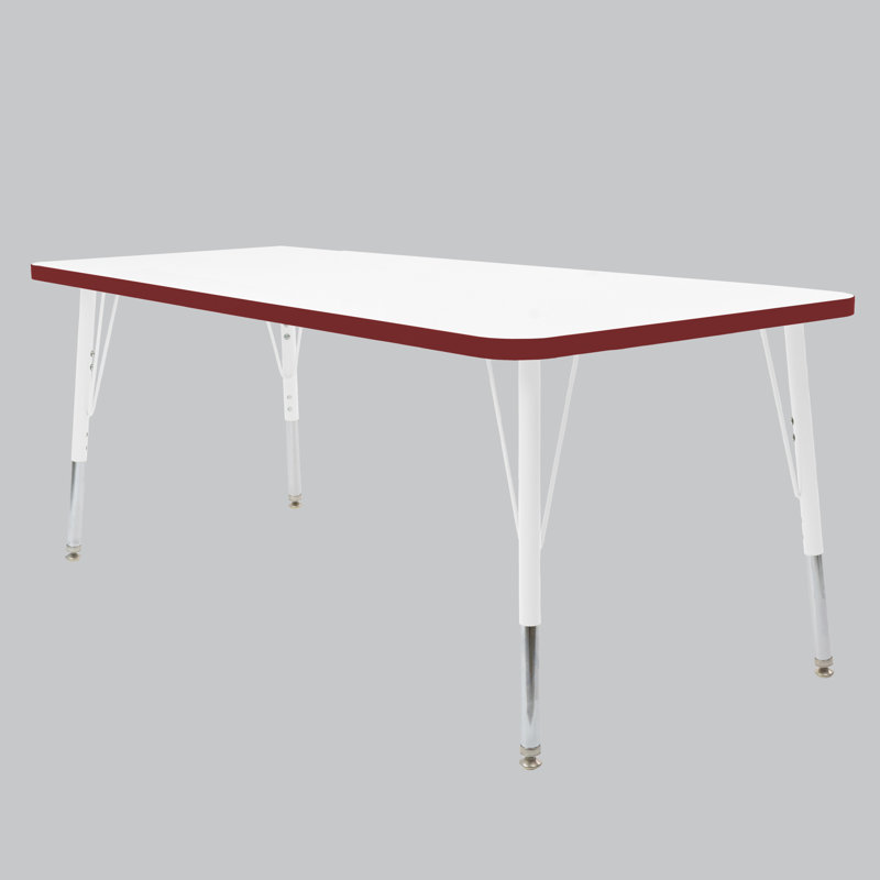 Table rectangulaire d'activités thermofusionnées avec pieds réglables et pivotants standard, Rouge