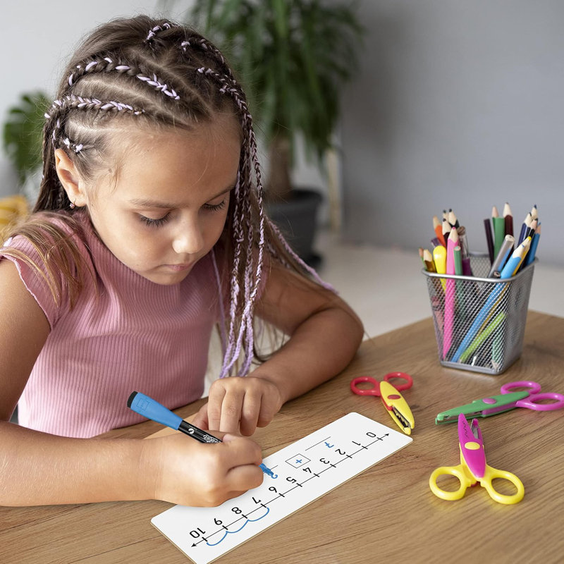 Scribbledo Dry Erase Number Line Board 4”x12” Inch Lapboard Double Sided White Board Featuring 0-10 Number Line On One Side 0-20 On The Other For Students Desk Whiteboard Math Manipulatives