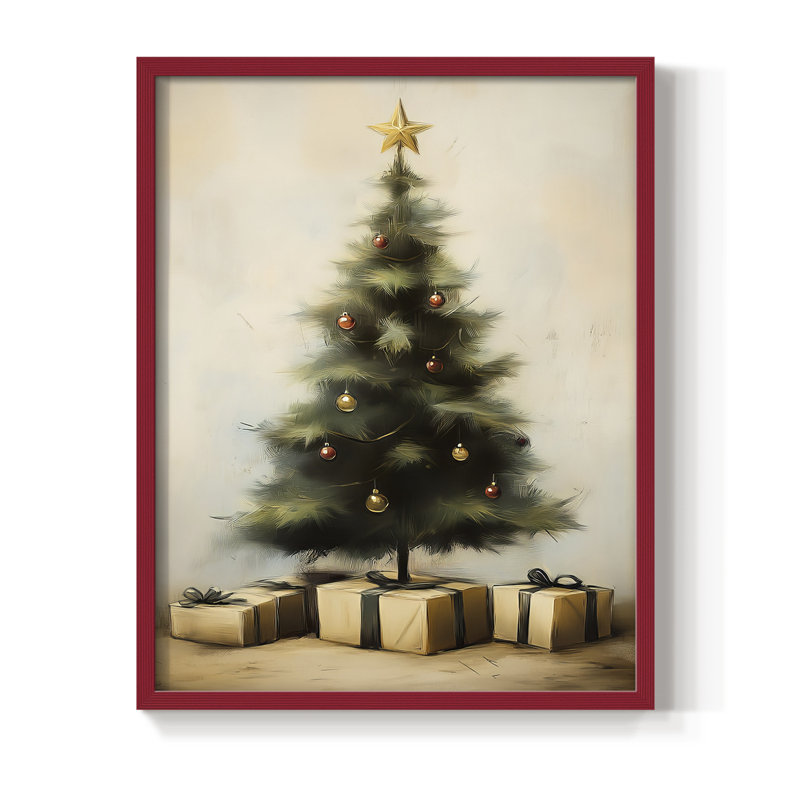 «Christmas Holiday Art», série 2-CXIV, reproduction encadrée - bois massif, H 21 po x l 17 po, Rouge