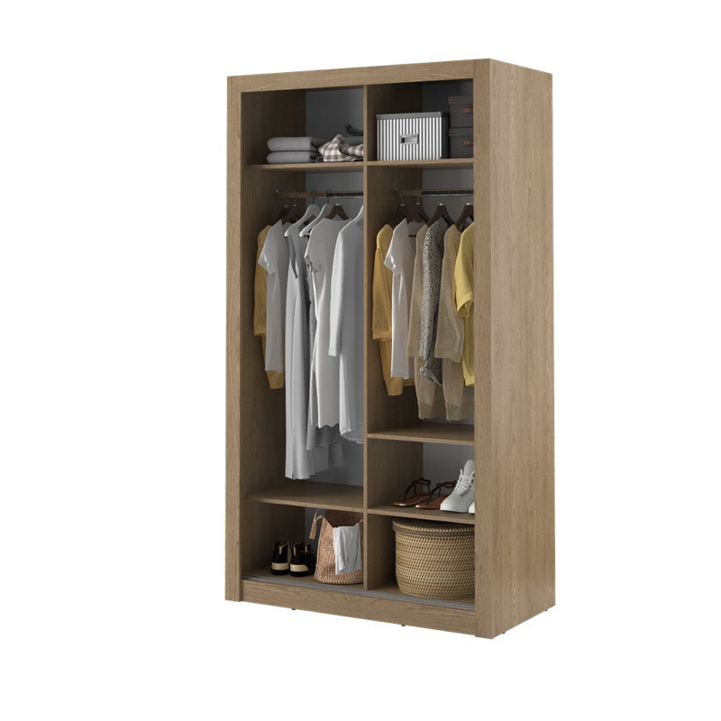 Zakhar 2 Door Wardrobe, 215cm H x 120cm W x 60cm D, Grey