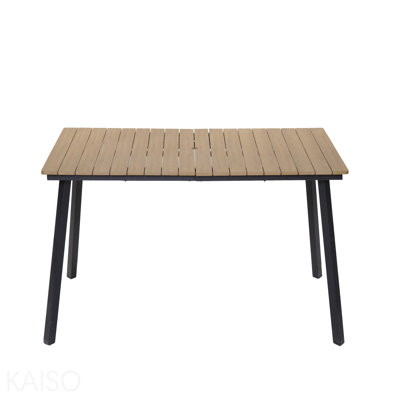 Table de salle à manger extérieure pliante pour 4 à 6 personnes, structure en acier avec trou de parasol pour patio, jardin, cour, terrasse, bord de piscine (jaune)