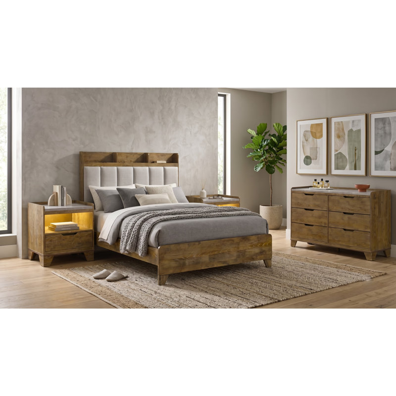 Ensemble de chambre à coucher 4 pièces Harrison, 4 Pcs: Bed, Dresser, 2 Nightstands, Queen