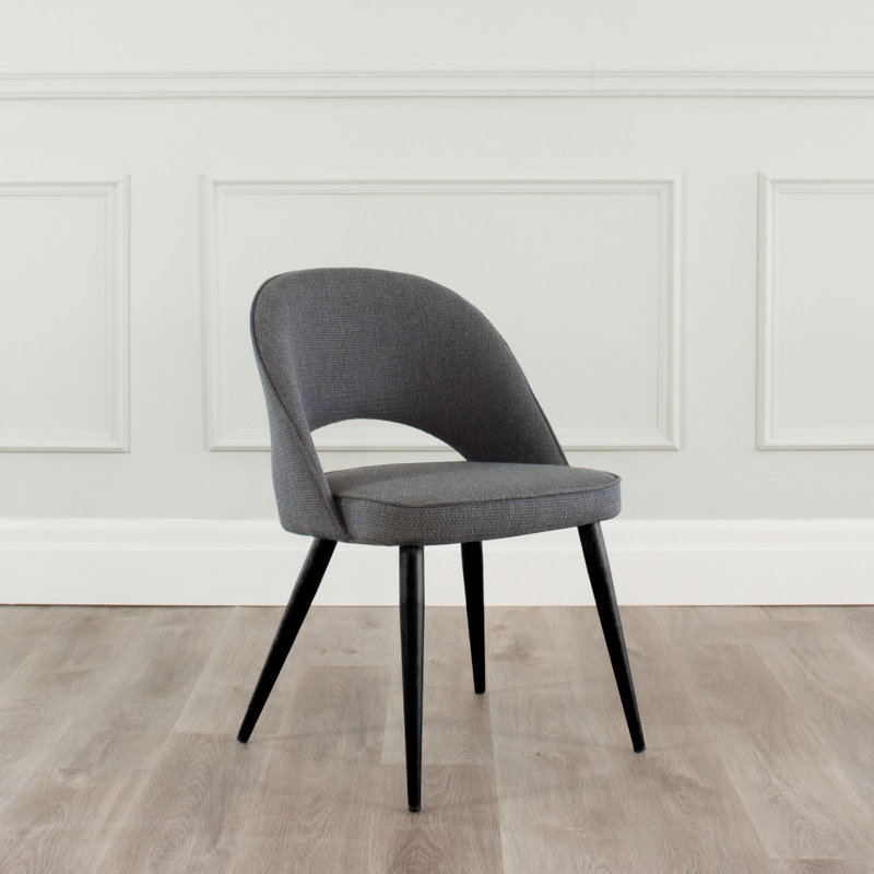 Chaise d'appoint en tissu Albeiro, Fumée, Noir