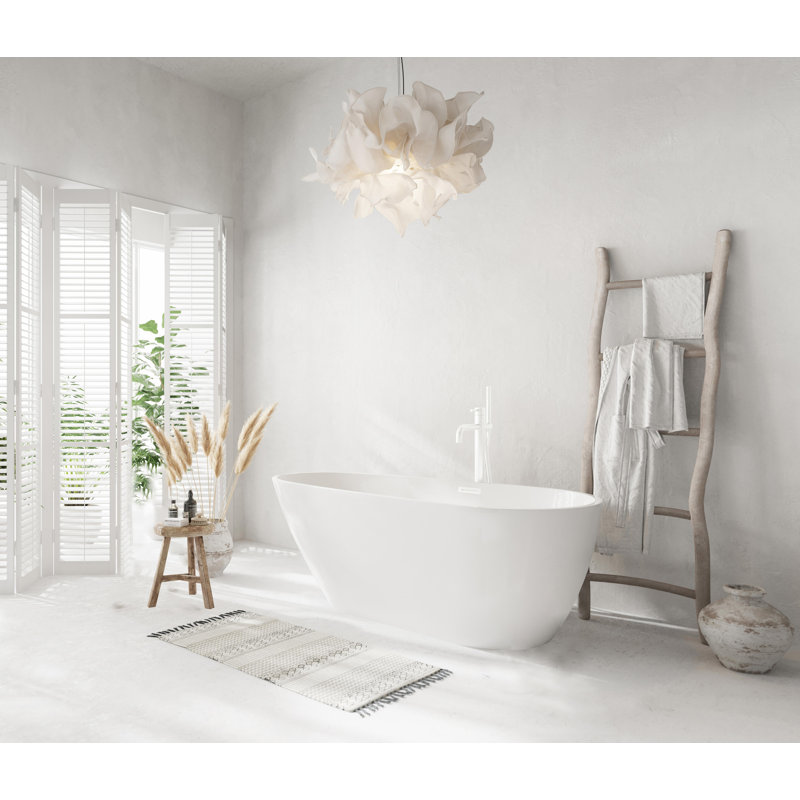 Baignoire 59 po en blanc brillant avec bordure 59 po, Blanc poli