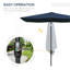 Parasol de table d'extérieur rectangulaire 6,5 pi x 10 pi avec manivelle et bouton poussoir inclinable, bleu-702775786