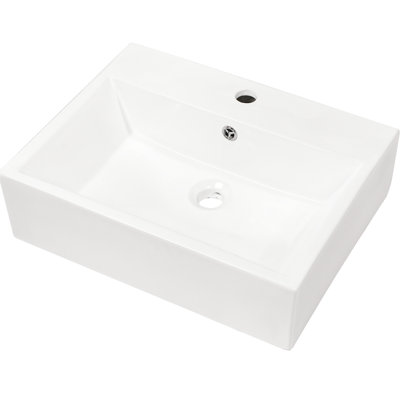 Lavabo de salle de bain en céramique 21 po x 16 po en blanc. Conception européenne contemporaine avec trou de robinet et trop-plein. En forme d'arc, magnifique. Élégant et magnanime. Qualité supérieure. Faible absorption d'eau. Teinture acide