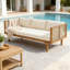 Canapé d'extérieur avec coussin et corde, finition en bois de teck d'acacia, tissu hydrofuge, capacité de 600 lb-1716615268