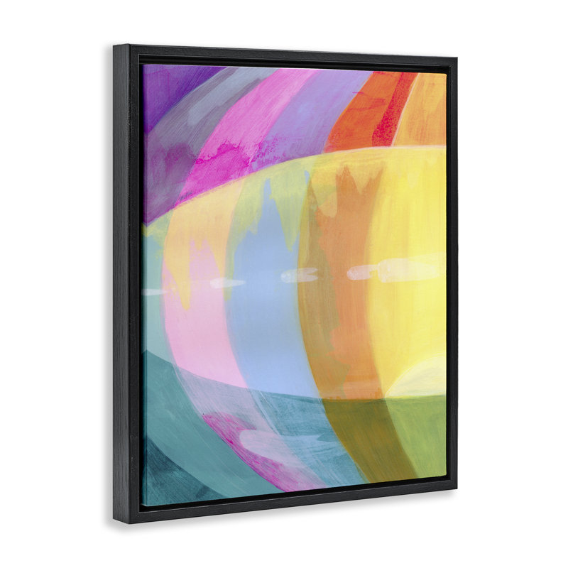 Cadre flottant abstrait Neon Flare, design par Grace Popp, H 21 po x l 17 po, Cadre flottant noir de jais