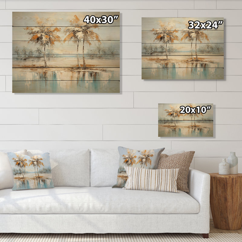 Minimalisme Plam Trees Solutide II sur bois, H 30 po x l 40 po x P 0,78 po