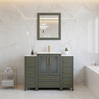 Brescia 48" Single Sink Freestanding Bathroom Vanity with Ceramic Top and Matching Mirror