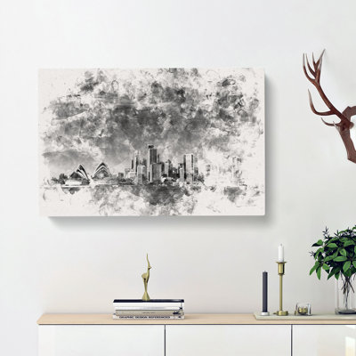 Sydney Australia Skyline Watercolour - Wrapped Canvas