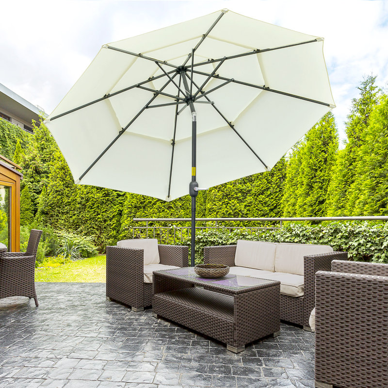 Parasol de marché d'extérieur 3 niveaux Granberry, Beige