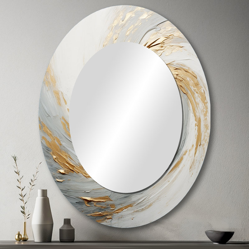 Miroir mural moderne or et blanc Vortex IV, 43 po x 33 po