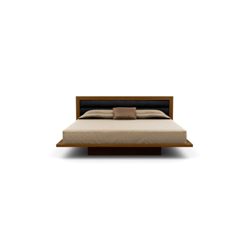 Moduluxe Upholstered Bed, California King, Onyx, Natural Walnut