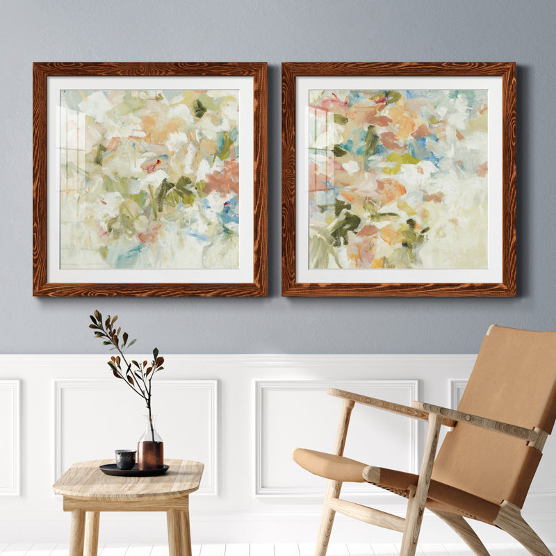 Floral Blush I - 2 Piece Single Picture Frame Painting, 34.5" H x 34.5" W x 1" D, Maple Paper