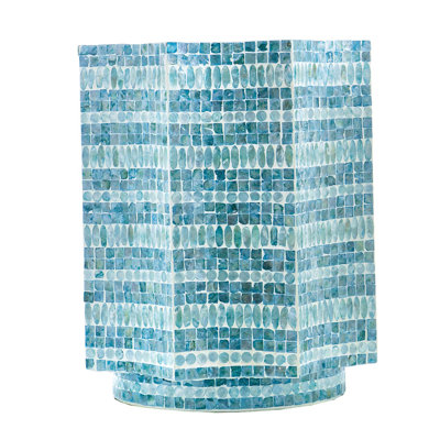 17x17x20" Stool with Capiz Design, Blue Multi
