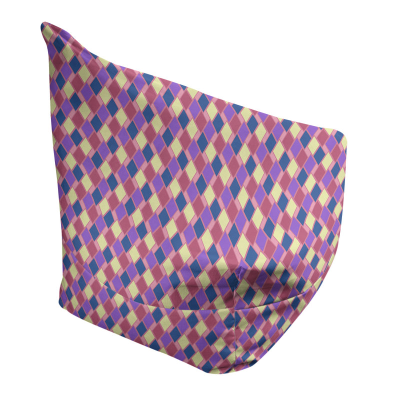 Leffel Bean Bag, 27" H x 30" W x 25" D, Purple/Yellow/Brown, Bean Bag Chair