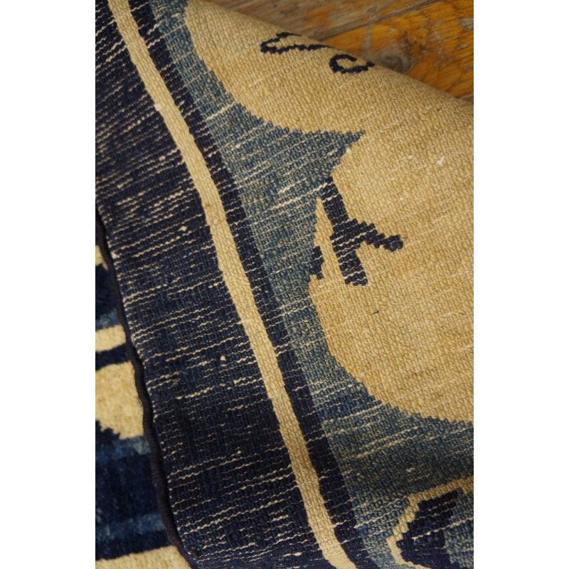 Antique Peking Chinese Allover Medallion Knotted Rug