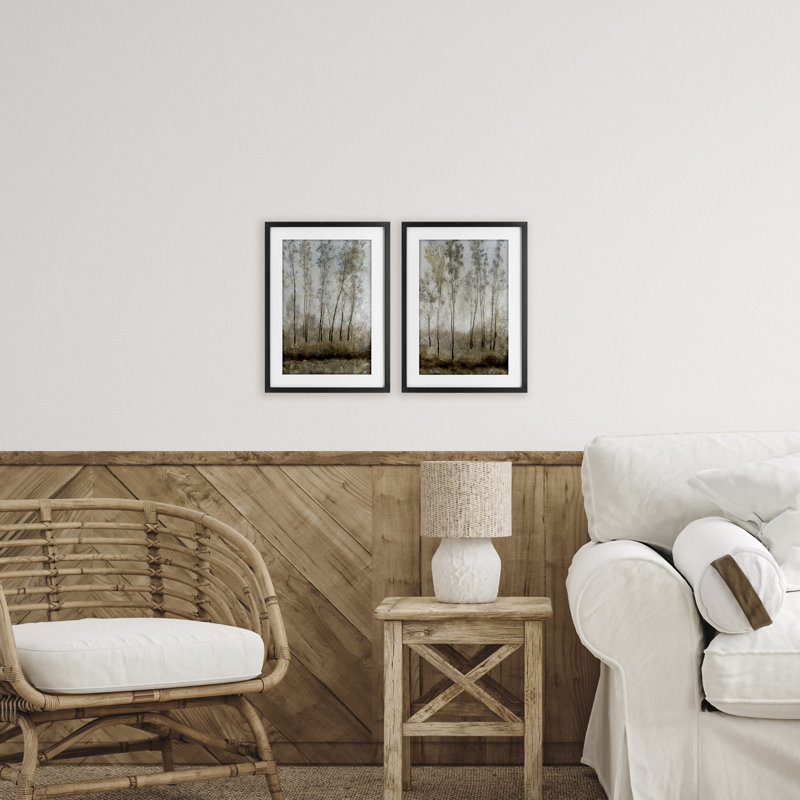 Ensemble de 2 impressions encadrées sous verre Woodland avec lumière naturelle, design par Tim Ottoole, H 20 po x l 14 po