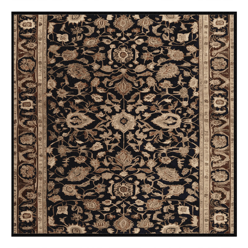 Machine Washable Turkish Brown Area Rug, Carré 7 pi