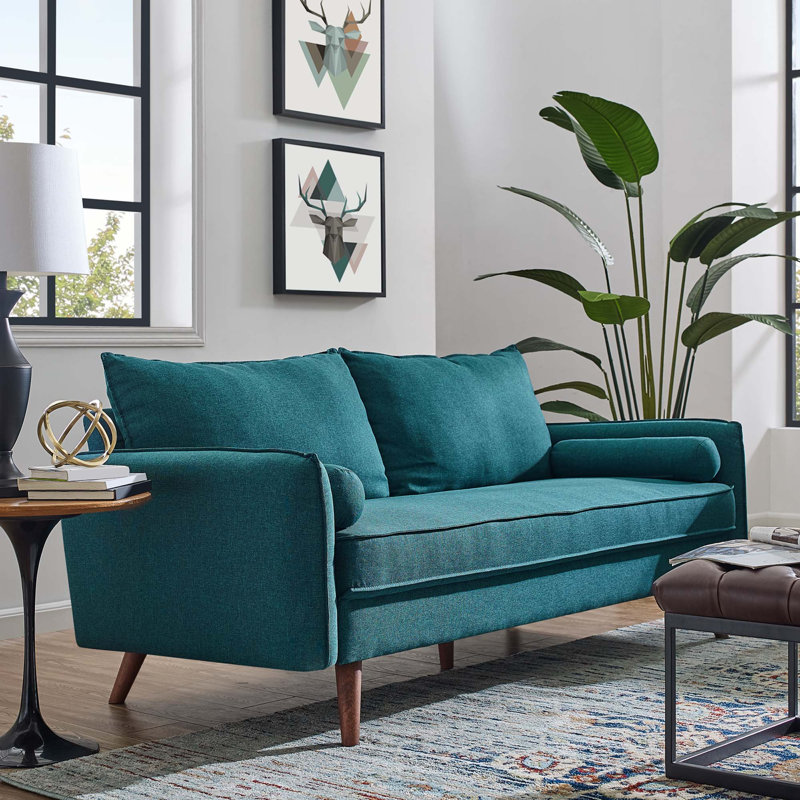 Canapé Carson Carrington Hedeby, Velours bleu sarcelle, H 33,5 po x l 72 po x P 32,5 po