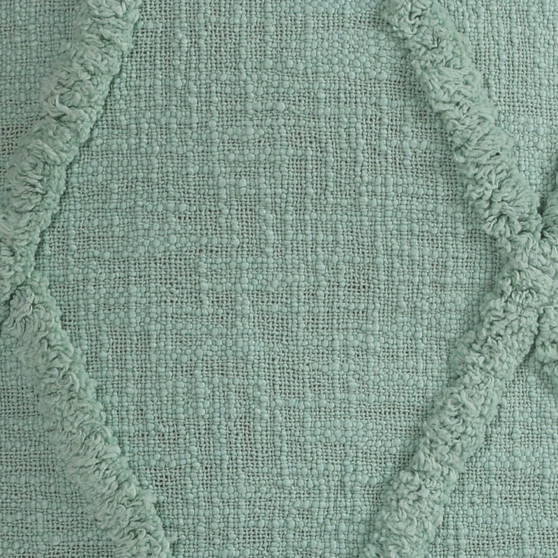 Housse de coussin 100% coton tissée à la main, Carré H 18 po x l 18 po, Jade brumeux