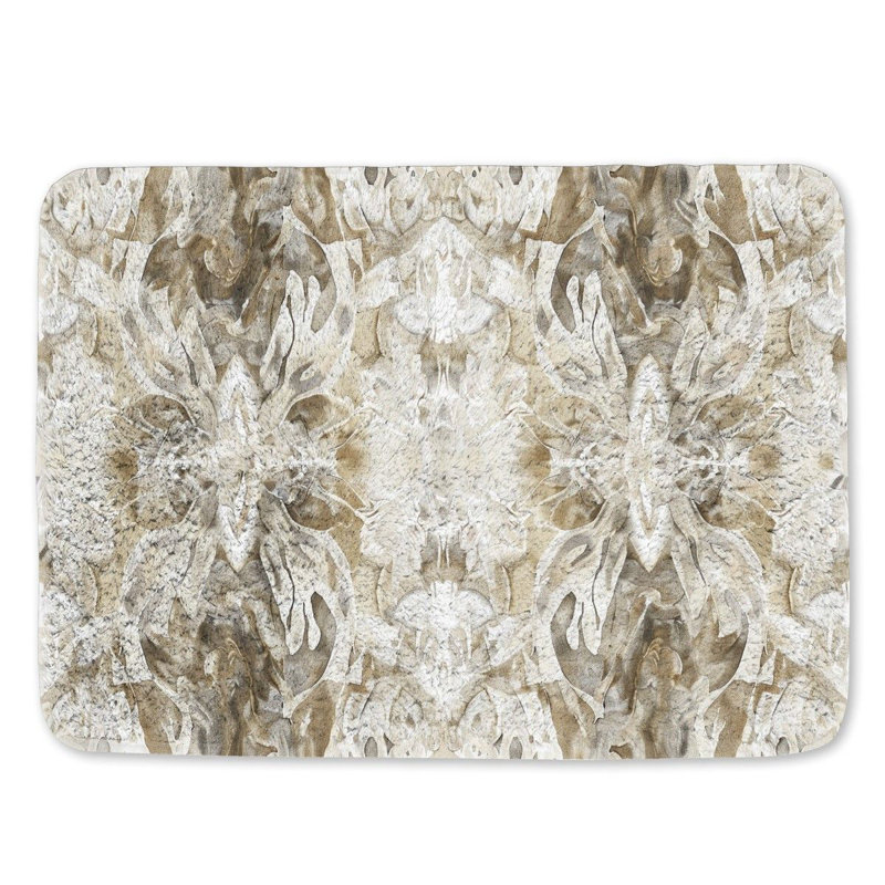 Symmetrical Blooms Bath Mat Cool pattern Bathroom Decor Floral, L 21 po x L 34 po