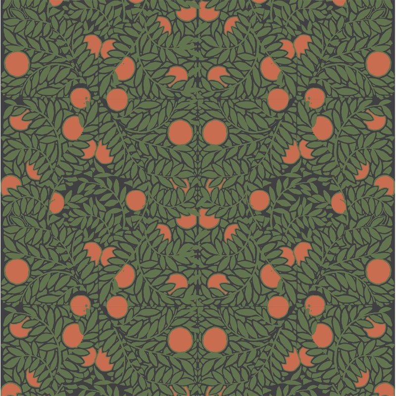 Orange Bush 10' L x 24" W Peel and Stick Wallpaper Roll, Forest/Orange, Faux Grasscloth, Non-pasted