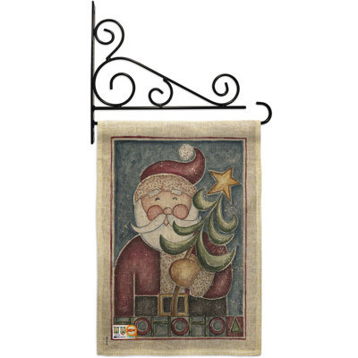Hohoho de noël arbre à 2 côtés en toile jute 19 x 13 po ensemble de drapeau