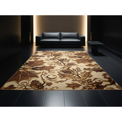 Tapis brun moelleux moelleux et moelleux classique Durso Holly - reliure brun clair