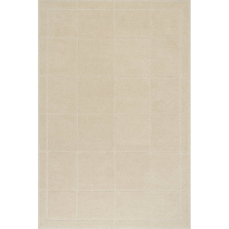Sahar Solid Modern Wool Rug, Rectangle 6' x 9'