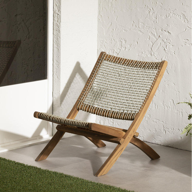 Agave Teak Outdoor Armless Lounge Chair, Natural, Gray