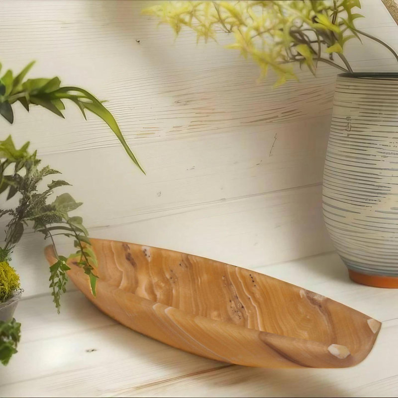 Black Marble Decorative Tray, Orange and White