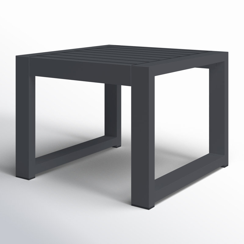 Hoyt 20.48” Outdoor Aluminum End Table, Slate Black