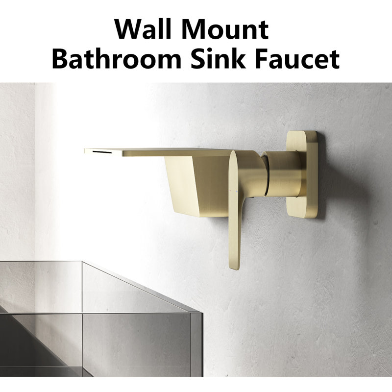 Wall Mounted Bathroom Faucet, Brushed Gold