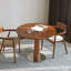 Table de salle à manger ronde en bois massif noyer-390753988