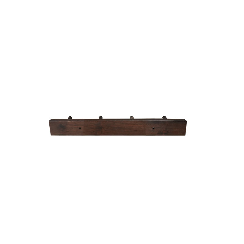 Wall Mounted Coat Rack, Dark Walnut, 2" H x 19.75" W x 0.75" D