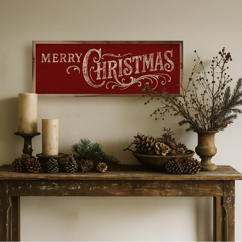 Joyeux Noël orné, Rouge, H 5 po x l 8 po